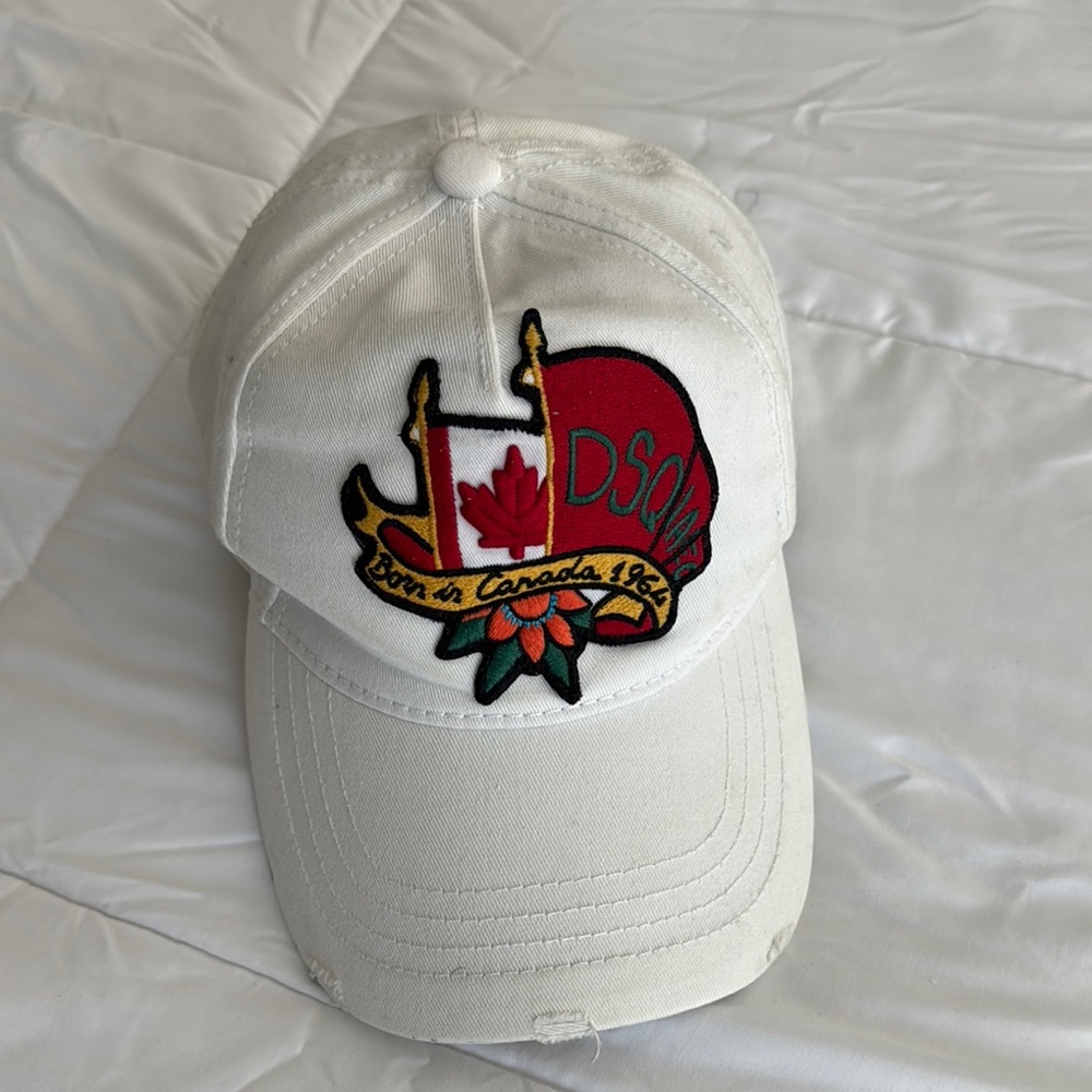 DSquared White Cap with Canadian Emblem